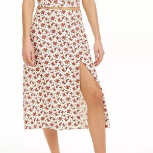 Danielle Bernstein Floral Slip Midi Skirt Size XS